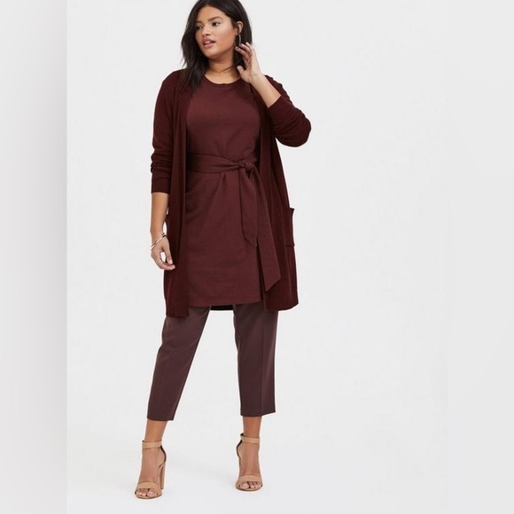 Torrid Stretch Woven Belted Straight Leg Trouser Pant - Raisin Brown Size 12 - Picture 14 of 14